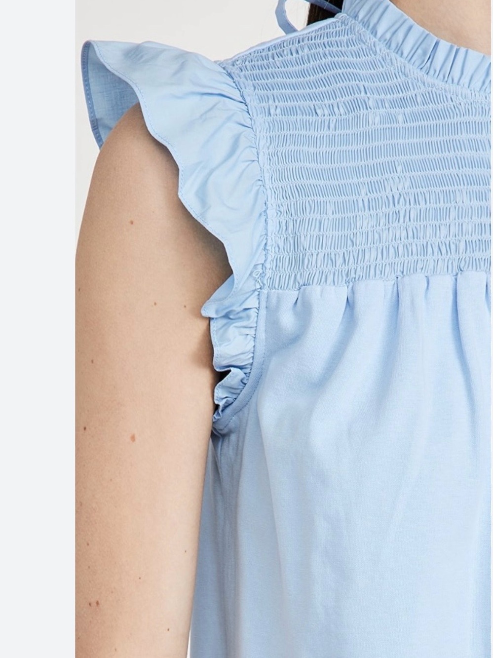 English Factory Light Sky Blue Smocking Yoke Tee. Size Large - Picture 3 of 11